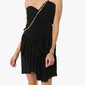 New! Preen by thornton bregazzi Mini Dress Black Rhinestones Size Med Strapless